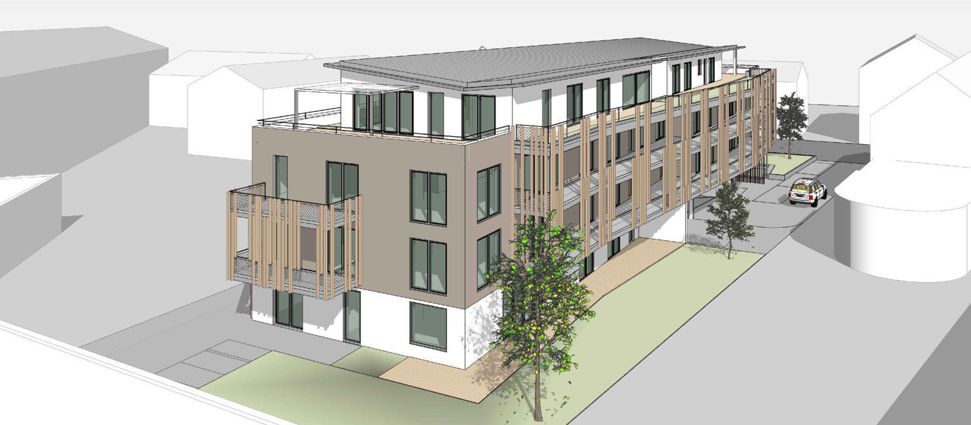 Linden 8+10 Ansicht Süd-West